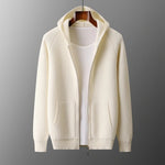 New Men's Thick Zipper Hoodie Cardigan100% Merino Wool Knitted Sweater Casual Loose Autumn/Winter Warm Hoodie Long Sleeve Jacket - flohmarkt-deutschland.shop