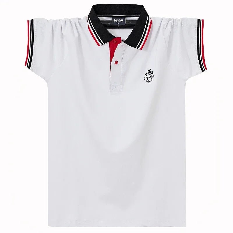 New Summer Fashion Men Short Sleeve Solid Polo Shirts Breathable Male Clothes Business Daily Casual Lapel Loose Tops 6XL - flohmarkt-deutschland.shop