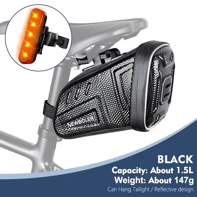 NEWBOLER 1.5L/2.5L Waterproof Bicycle Saddle Bag MTB Road Bike Saddlebags Reflective Striped Bicycle Tool Bag MTB Accessories - flohmarkt-deutschland.shop