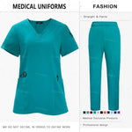 Newest Nursing Clothing Pink Blue Doctor Nurse Uniforms Women Men Scrubs Sets Medical Surgical Tops Pants Beauty Salon Workwear - flohmarkt-deutschland.shop