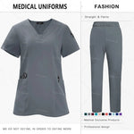 Newest Nursing Clothing Pink Blue Doctor Nurse Uniforms Women Men Scrubs Sets Medical Surgical Tops Pants Beauty Salon Workwear - flohmarkt-deutschland.shop