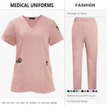 Newest Nursing Clothing Pink Blue Doctor Nurse Uniforms Women Men Scrubs Sets Medical Surgical Tops Pants Beauty Salon Workwear - flohmarkt-deutschland.shop