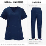 Newest Nursing Clothing Pink Blue Doctor Nurse Uniforms Women Men Scrubs Sets Medical Surgical Tops Pants Beauty Salon Workwear - flohmarkt-deutschland.shop