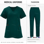 Newest Nursing Clothing Pink Blue Doctor Nurse Uniforms Women Men Scrubs Sets Medical Surgical Tops Pants Beauty Salon Workwear - flohmarkt-deutschland.shop