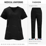 Newest Nursing Clothing Pink Blue Doctor Nurse Uniforms Women Men Scrubs Sets Medical Surgical Tops Pants Beauty Salon Workwear - flohmarkt-deutschland.shop