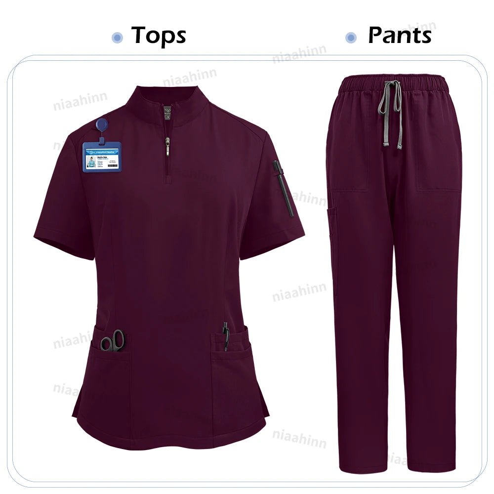 Niaahinn Scrub Surgical Uniforms Medical Clothing for Women Hot Sell Multi-color Veterinary Pet Hospital Dental Clinic Work Wear - flohmarkt-deutschland.shop