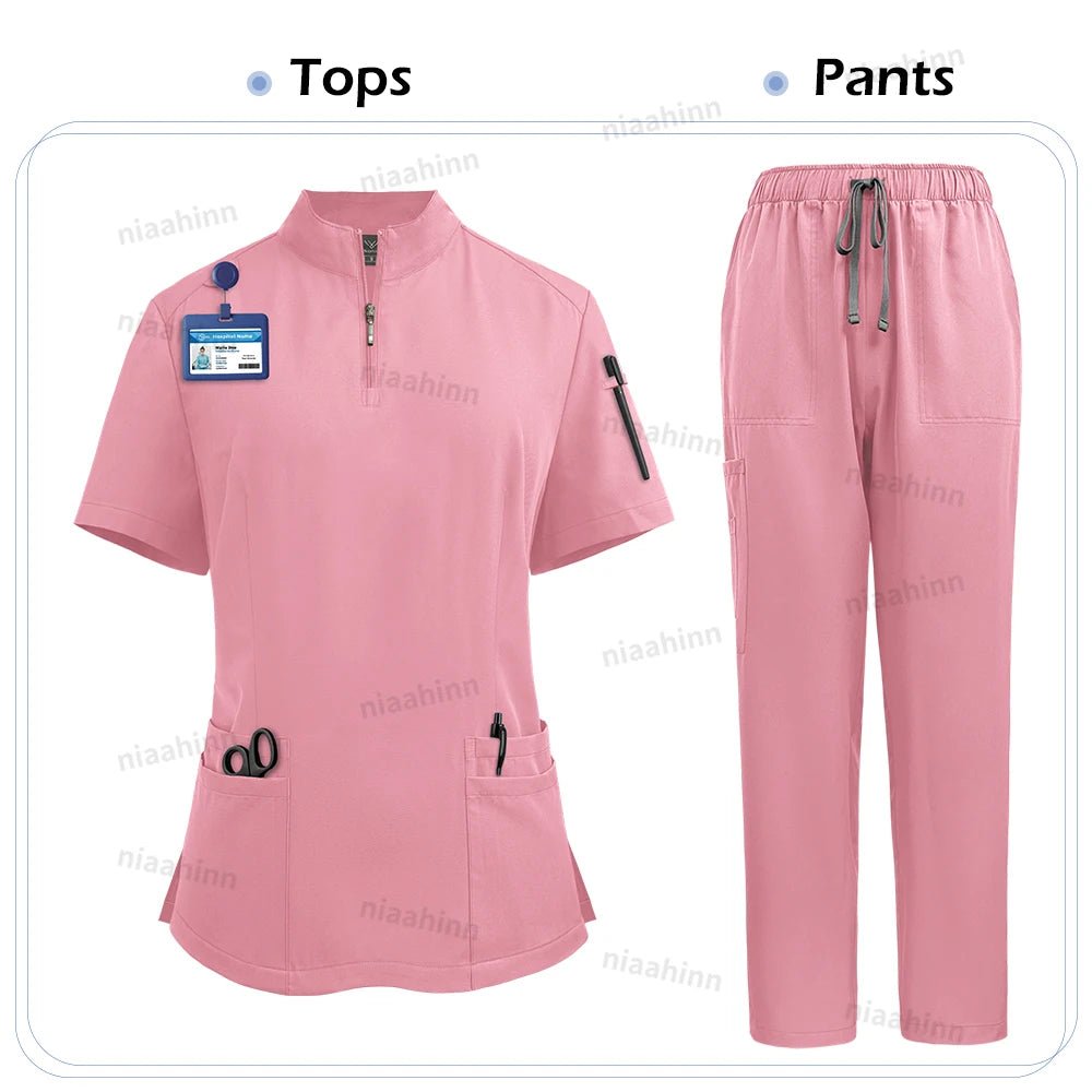 Niaahinn Scrub Surgical Uniforms Medical Clothing for Women Hot Sell Multi-color Veterinary Pet Hospital Dental Clinic Work Wear - flohmarkt-deutschland.shop