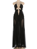 Nibber Prom Party Gown Dress Woman Sexy See Through Luxury Chain Halter Low-Neck Backless Sleeveless Midnight Elegant Vestidos - flohmarkt-deutschland.shop