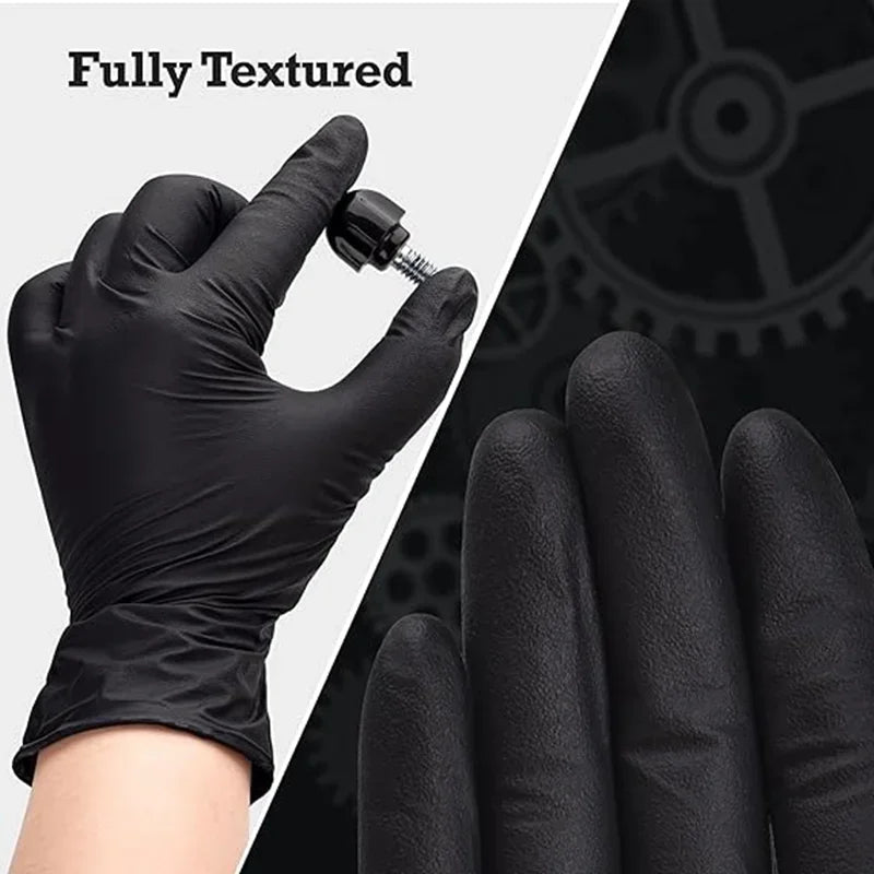 NitrilPro Schwarze Nitril Einweghandschuhe - Latexfrei Puderfrei Mit Strukturierter Griffoberfläche - flohmarkt-deutschland.shop