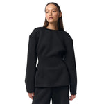 NOVA 2026 Women's Black 2 Piece Outfits Oversized Long Sleeve Top Wide Leg Pants Set Casual Loose Streetwear Tracksuit - flohmarkt-deutschland.shop