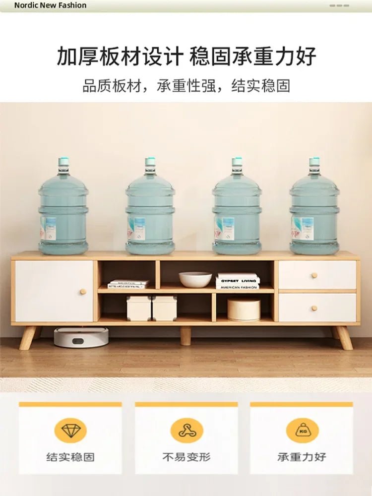 NovaCasa Wohnzimmer TV Schrank Boden Bis Decke - Mit Massivholzbeine Für Modernes Design In Kleine Wohnungen - flohmarkt-deutschland.shop