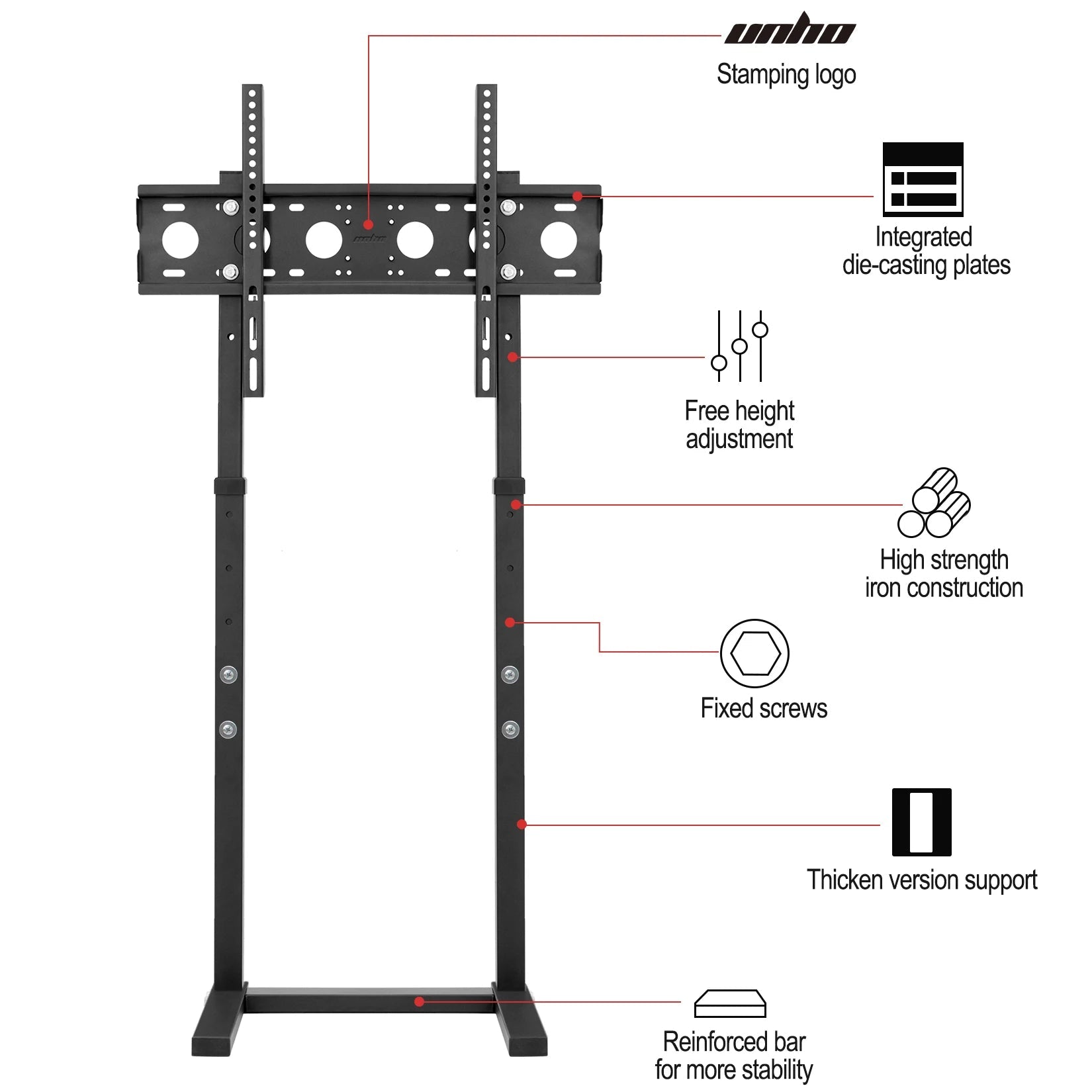 NovaTec Höhenverstellbarer TV Fußständer Für 32 Bis 65 Zoll LED LCD Fernseher - Tragkraft Bis 40 Kg - flohmarkt-deutschland.shop