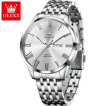 OLEVS Herrenuhr Business – Edelstahl, Römische Skala, Leuchtzeiger, Kalender, Quarz - flohmarkt-deutschland.shop