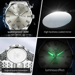 OLEVS Herrenuhr Business – Edelstahl, Römische Skala, Leuchtzeiger, Kalender, Quarz - flohmarkt-deutschland.shop