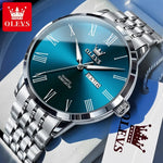 OLEVS Herrenuhr Business – Edelstahl, Römische Skala, Leuchtzeiger, Kalender, Quarz - flohmarkt-deutschland.shop