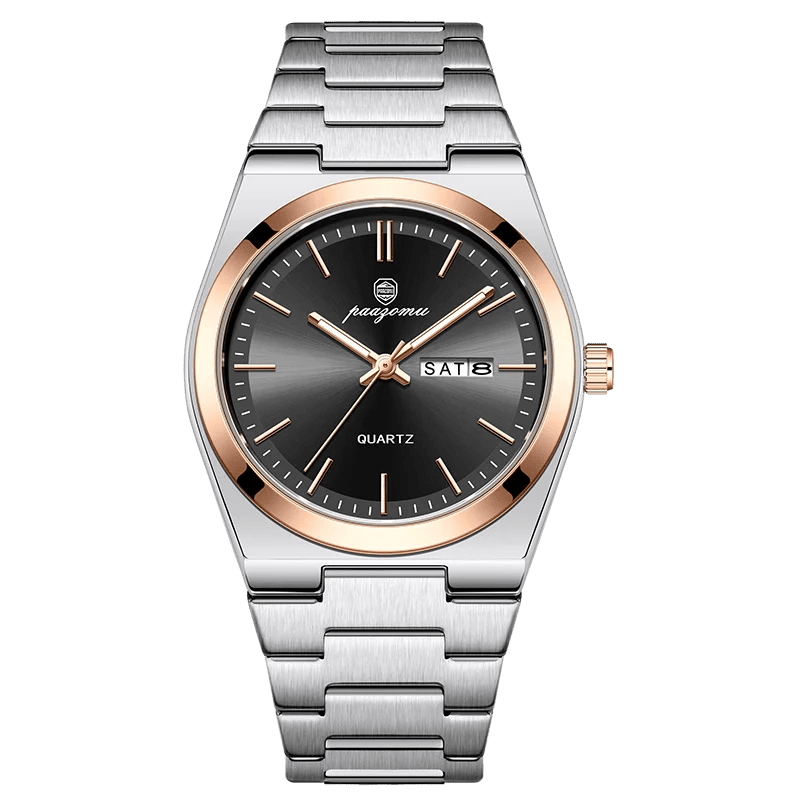 PAAZOMU Luxus Sport Quarz Mann Armbanduhr Wasserdicht Leucht Datum Woche Männer Uhren Edelstahl herren Uhr Männlich Reloj + box - flohmarkt-deutschland.shop