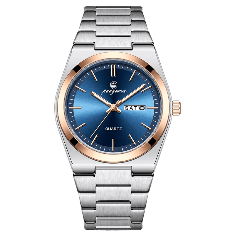 PAAZOMU Luxus Sport Quarz Mann Armbanduhr Wasserdicht Leucht Datum Woche Männer Uhren Edelstahl herren Uhr Männlich Reloj + box - flohmarkt-deutschland.shop