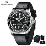 PAGANI DESIGN Herren Automatikuhr – GMT, Saphirglas, Keramik, 40mm, Wasserdicht - flohmarkt-deutschland.shop