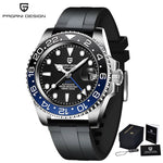 PAGANI DESIGN Herren Automatikuhr – GMT, Saphirglas, Keramik, 40mm, Wasserdicht - flohmarkt-deutschland.shop