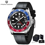 PAGANI DESIGN Herren Automatikuhr – GMT, Saphirglas, Keramik, 40mm, Wasserdicht - flohmarkt-deutschland.shop