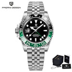 PAGANI DESIGN Herren Automatikuhr – GMT, Saphirglas, Keramik, 40mm, Wasserdicht - flohmarkt-deutschland.shop