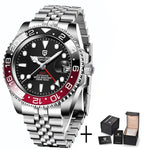 PAGANI DESIGN Herren Automatikuhr – GMT, Saphirglas, Keramik, 40mm, Wasserdicht - flohmarkt-deutschland.shop