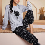 Pajamas Autumn Winter Animal Printing Women's Long Sleeve Top Trousers Loungewear Cute Cat Two-piece Set Pajamas Pyjama Damen - flohmarkt-deutschland.shop