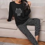 Pajamas Autumn Winter Animal Printing Women's Long Sleeve Top Trousers Loungewear Cute Cat Two-piece Set Pajamas Pyjama Damen - flohmarkt-deutschland.shop