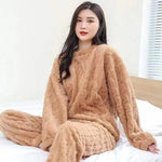 Pajamas women's clothing coral fleece winter velvet flannel thick winter and new year warm home suit set women high-end feeling - flohmarkt-deutschland.shop