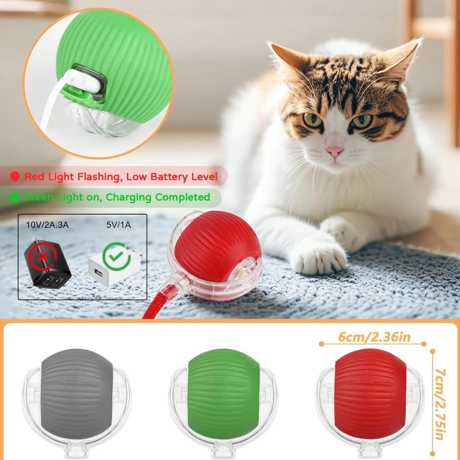 PetTech Interaktives Ballspielzeug Katze Hund - Automatischer Rollender Ball Mit Schwanz Nachahmung Und Wiederaufladbar - flohmarkt-deutschland.shop