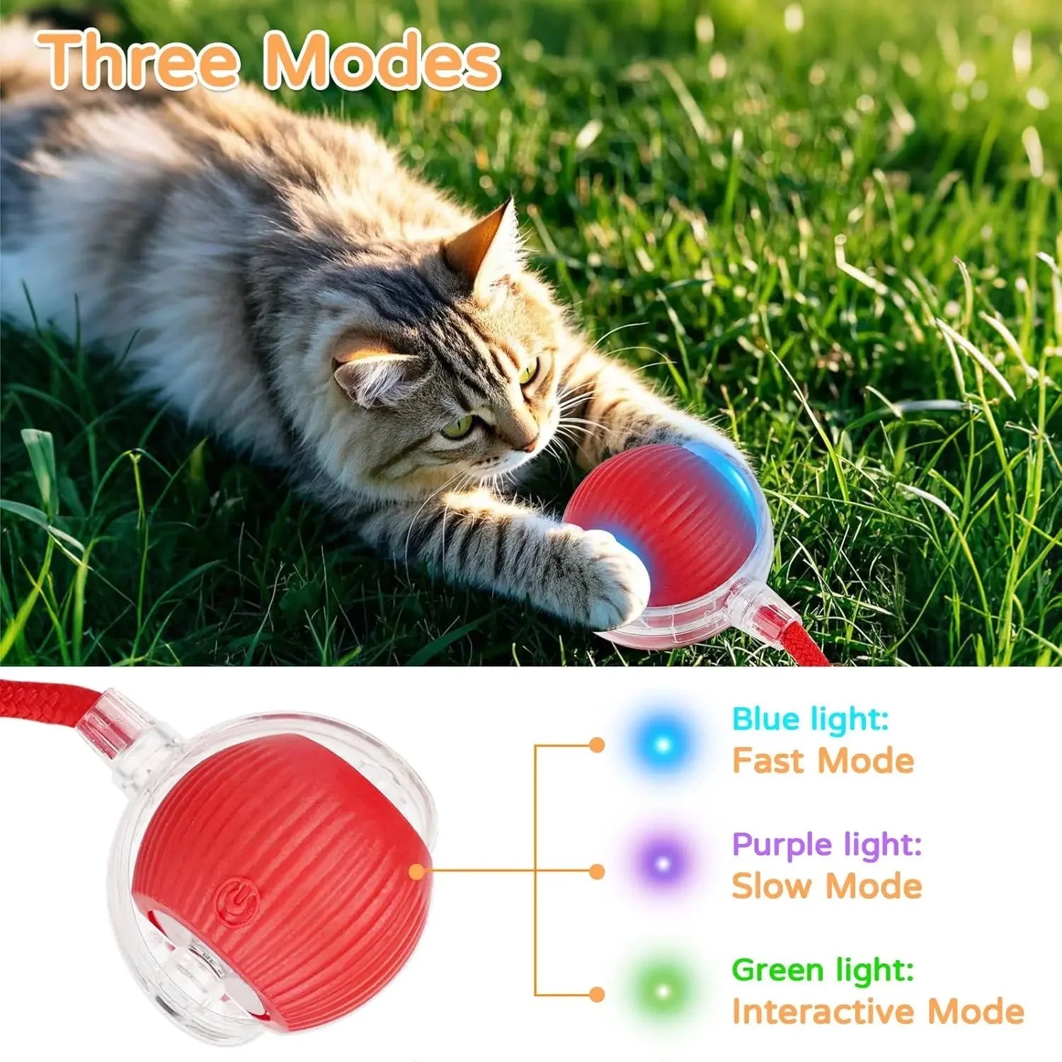 PetTech Interaktives Ballspielzeug Katze Hund - Automatischer Rollender Ball Mit Schwanz Nachahmung Und Wiederaufladbar - flohmarkt-deutschland.shop