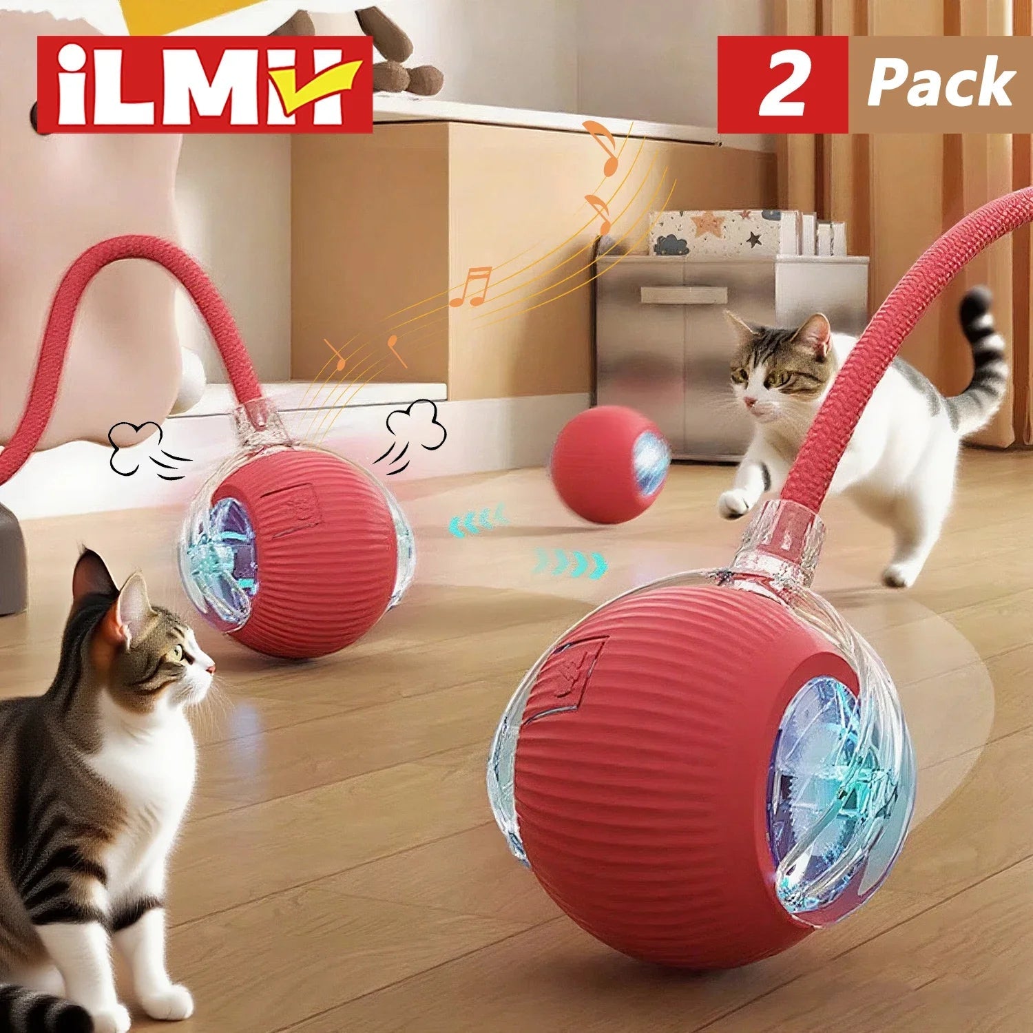 PetTech Interaktives Ballspielzeug Katze Hund - Automatischer Rollender Ball Mit Schwanz Nachahmung Und Wiederaufladbar - flohmarkt-deutschland.shop