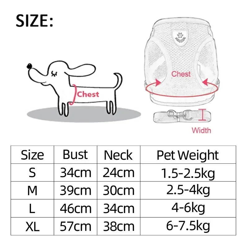 PfotenGlück Verstellbares Katzen Hund Geschirr Weste Mesh - Bequem Und Sicher Für Kleine Bis Mittelgroße Haustiere - flohmarkt-deutschland.shop
