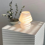 Pilz LED Tischlampe Glas USB dimmbar Schlafzimmer Nachtlicht Deko - flohmarkt-deutschland.shop