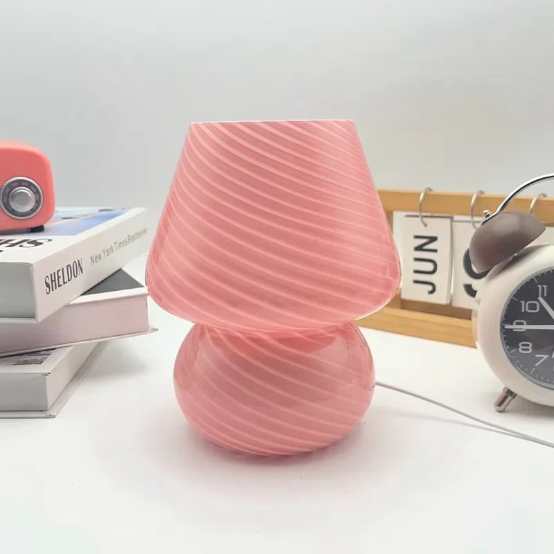 Pilz LED Tischlampe Glas USB dimmbar Schlafzimmer Nachtlicht Deko - flohmarkt-deutschland.shop