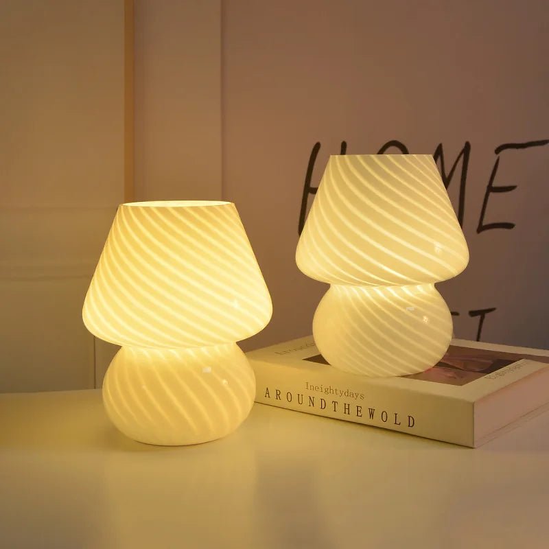 Pilz LED Tischlampe Glas USB dimmbar Schlafzimmer Nachtlicht Deko - flohmarkt-deutschland.shop