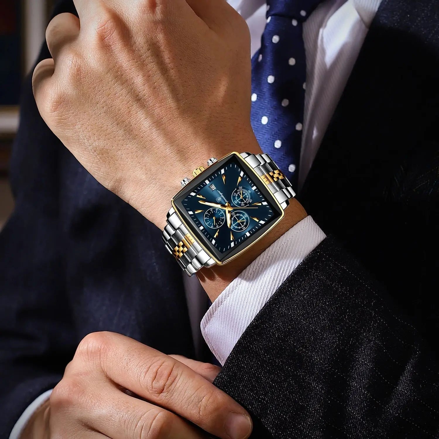 POEDAGAR Herrenuhr Chronograph – Leuchtend, Wasserdicht, Datum, Edelstahl Quarz - flohmarkt-deutschland.shop