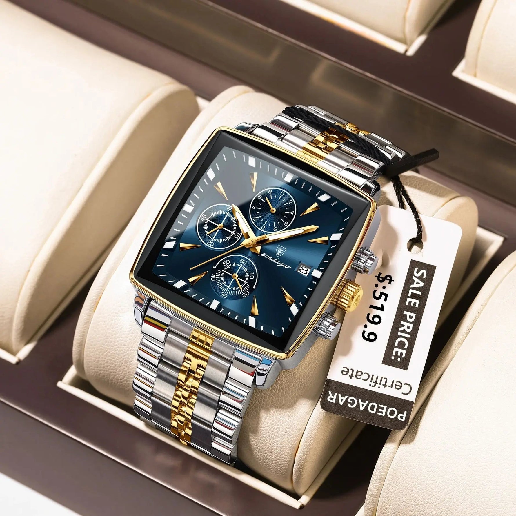 POEDAGAR Herrenuhr Chronograph – Leuchtend, Wasserdicht, Datum, Edelstahl Quarz - flohmarkt-deutschland.shop