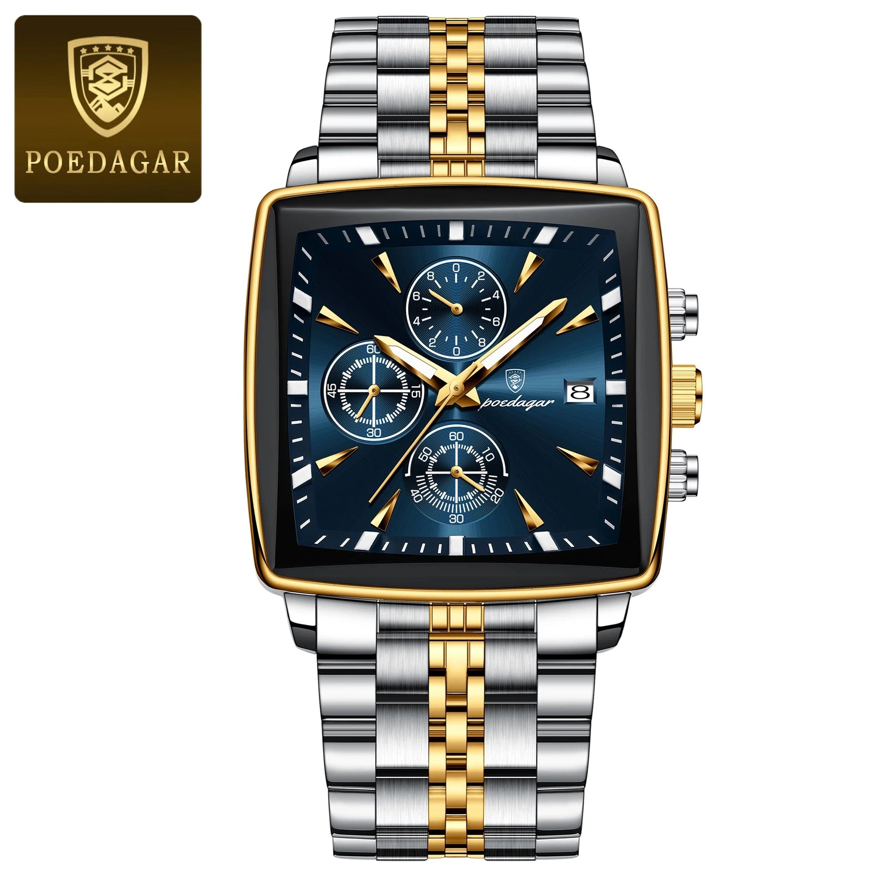 POEDAGAR Herrenuhr Chronograph – Leuchtend, Wasserdicht, Datum, Edelstahl Quarz - flohmarkt-deutschland.shop