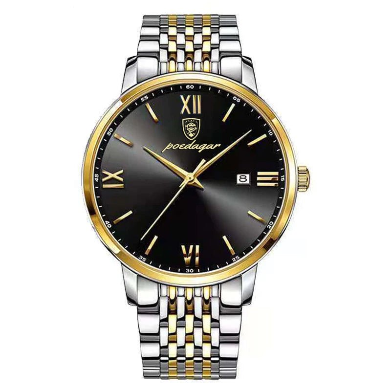 POEDAGAR Herrenuhr Luxus Sport – Edelstahl, Datum, Leuchtend, Wasserdicht, Quarz - flohmarkt-deutschland.shop
