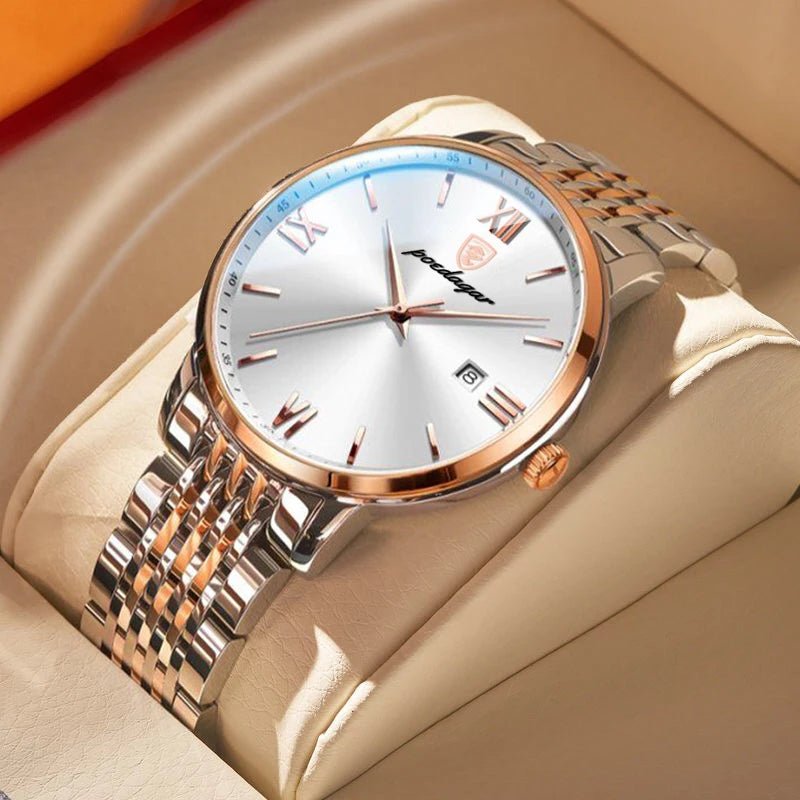 POEDAGAR Herrenuhr Luxus Sport – Edelstahl, Datum, Leuchtend, Wasserdicht, Quarz - flohmarkt-deutschland.shop