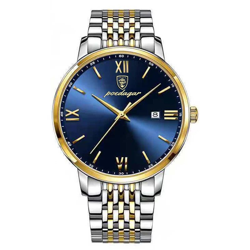POEDAGAR Herrenuhr Luxus Sport – Edelstahl, Datum, Leuchtend, Wasserdicht, Quarz - flohmarkt-deutschland.shop