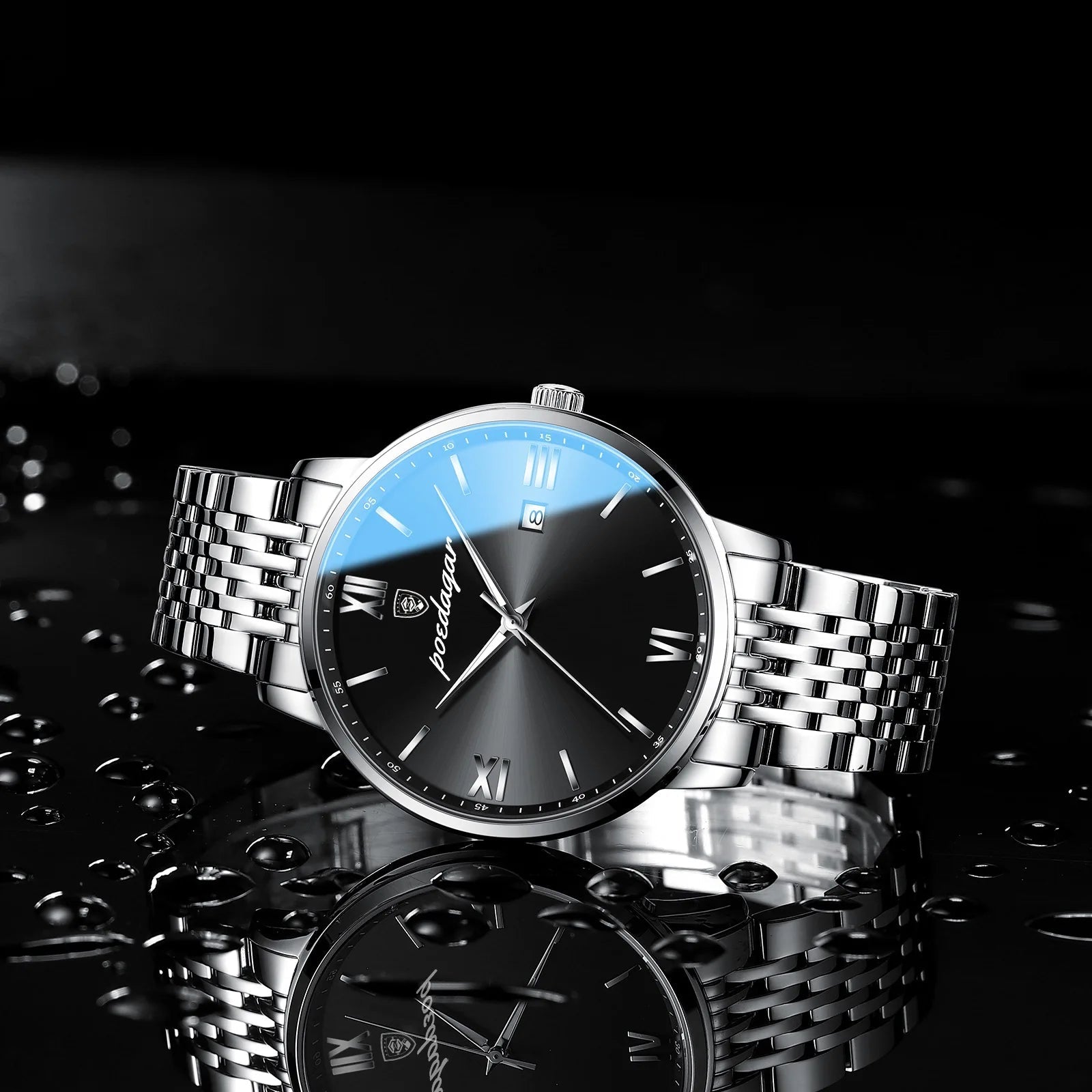 POEDAGAR Herrenuhr Luxus Sport – Edelstahl, Datum, Leuchtend, Wasserdicht, Quarz - flohmarkt-deutschland.shop