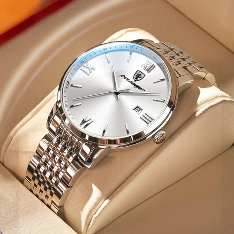 POEDAGAR Herrenuhr Luxus Sport – Edelstahl, Datum, Leuchtend, Wasserdicht, Quarz - flohmarkt-deutschland.shop