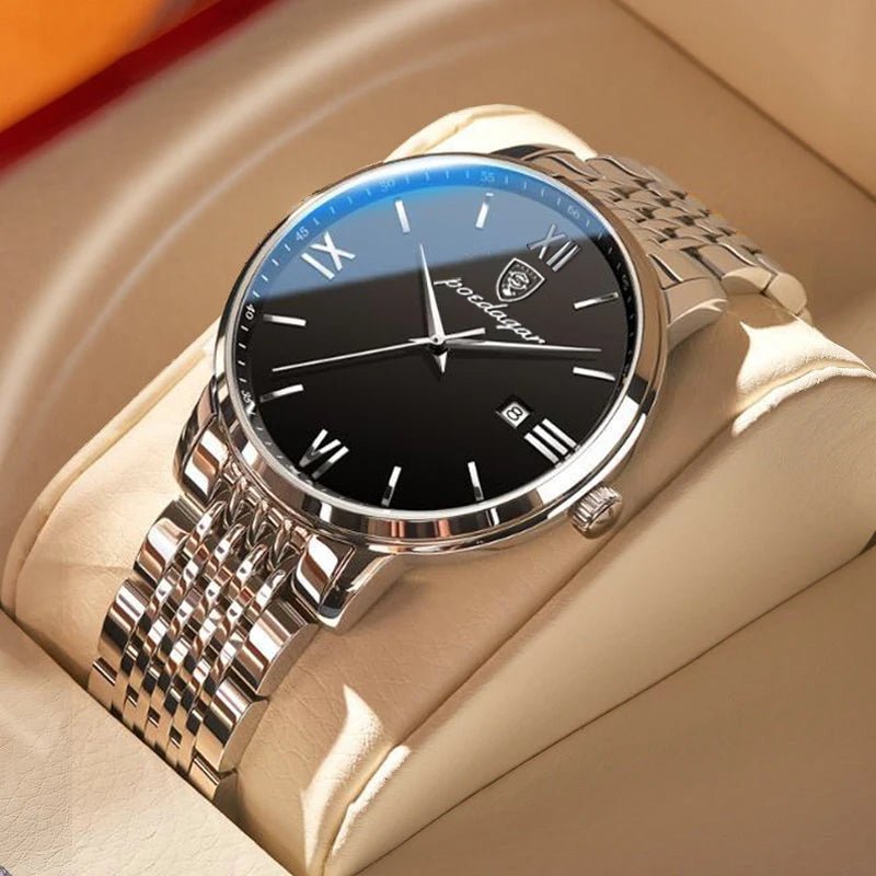 POEDAGAR Herrenuhr Luxus Sport – Edelstahl, Datum, Leuchtend, Wasserdicht, Quarz - flohmarkt-deutschland.shop