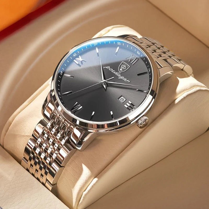 POEDAGAR Herrenuhr Luxus Sport – Edelstahl, Datum, Leuchtend, Wasserdicht, Quarz - flohmarkt-deutschland.shop