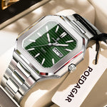 POEDAGAR Herrenuhr Quadrat – Edelstahl, Leuchtend, Datum, Woche, Quarz - flohmarkt-deutschland.shop