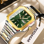 POEDAGAR Herrenuhr Quadrat – Edelstahl, Leuchtend, Datum, Woche, Quarz - flohmarkt-deutschland.shop