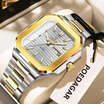 POEDAGAR Herrenuhr Quadrat – Edelstahl, Leuchtend, Datum, Woche, Quarz - flohmarkt-deutschland.shop
