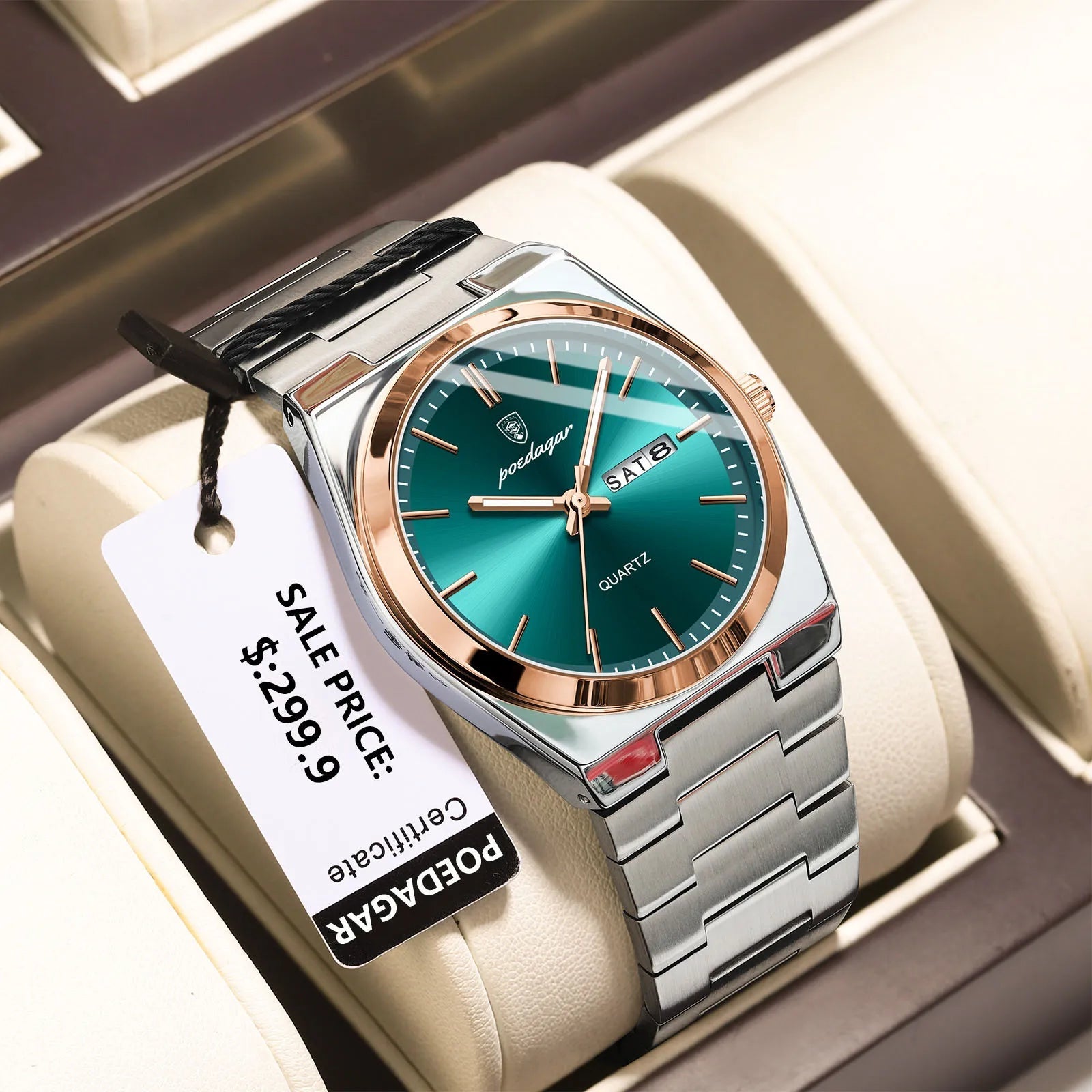 POEDAGAR Luxus Herrenuhr – Edelstahl, Leuchtend, Datum, Woche, Quarz - flohmarkt-deutschland.shop